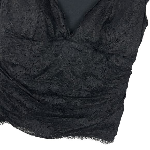 Abercrombie and Fitch Zoe Black Lace V Neck Braless Cap Sleeve Top M - Picture 6 of 8